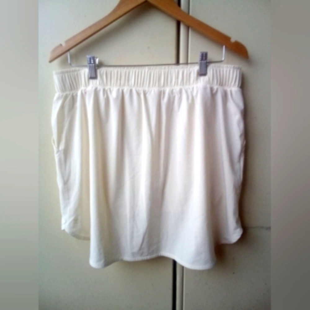 2/$20 White athletic skort short Drawstring Waist Rounded Hem Pockets LARGE - Picture 5 of 13
